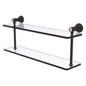  Carolina Crystal Collection 22'' Two Tiered Glass Shelf in Oil Rubbed Bronze, 22'' W x 5-5/8'' D x 9-3/16'' H