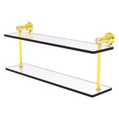  Carolina Crystal Collection 22'' Two Tiered Glass Shelf in Polished Brass, 22'' W x 5-5/8'' D x 9-3/16'' H