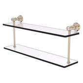  Carolina Crystal Collection 22'' Two Tiered Glass Shelf in Antique Pewter, 22'' W x 5-5/8'' D x 9-3/16'' H