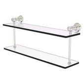  Carolina Crystal Collection 22'' Two Tiered Glass Shelf in Satin Nickel, 22'' W x 5-5/8'' D x 9-3/16'' H
