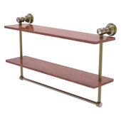  Carolina Crystal Collection 22'' Double Wood Vanity Shelf with Integrated Towel Bar in Antique Brass, 22'' W x 5-5/8'' D x 12-13/16'' H