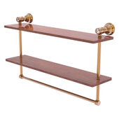  Carolina Crystal Collection 22'' Double Wood Vanity Shelf with Integrated Towel Bar in Brushed Bronze, 22'' W x 5-5/8'' D x 12-13/16'' H