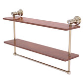  Carolina Crystal Collection 22'' Double Wood Vanity Shelf with Integrated Towel Bar in Antique Pewter, 22'' W x 5-5/8'' D x 12-13/16'' H