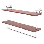  Carolina Crystal Collection 22'' Double Wood Vanity Shelf with Integrated Towel Bar in Satin Chrome, 22'' W x 5-5/8'' D x 12-13/16'' H