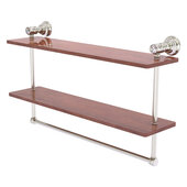  Carolina Crystal Collection 22'' Double Wood Vanity Shelf with Integrated Towel Bar in Satin Nickel, 22'' W x 5-5/8'' D x 12-13/16'' H