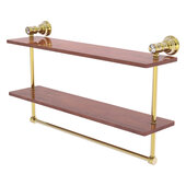  Carolina Crystal Collection 22'' Double Wood Vanity Shelf with Integrated Towel Bar in Unlacquered Brass, 22'' W x 5-5/8'' D x 12-13/16'' H