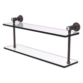  Carolina Crystal Collection 22'' Two Tiered Glass Shelf in Venetian Bronze, 22'' W x 5-5/8'' D x 9-3/16'' H
