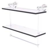  Carolina Crystal Collection 16'' Double Glass Shelf with Towel Bar in Polished Chrome, 16'' W x 5-9/16'' D x 9-1/2'' H