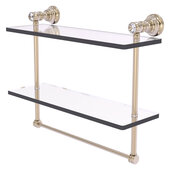  Carolina Crystal Collection 16'' Double Glass Shelf with Towel Bar in Antique Pewter, 16'' W x 5-9/16'' D x 9-1/2'' H