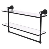  Carolina Crystal Collection 22'' Double Glass Shelf with Towel Bar in Matte Black, 22'' W x 5-9/16'' D x 9-1/2'' H