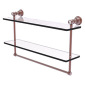  Carolina Crystal Collection 22'' Double Glass Shelf with Towel Bar in Antique Copper, 22'' W x 5-9/16'' D x 9-1/2'' H