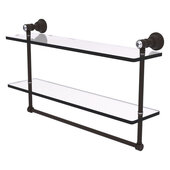  Carolina Crystal Collection 22'' Double Glass Shelf with Towel Bar in Oil Rubbed Bronze, 22'' W x 5-9/16'' D x 9-1/2'' H