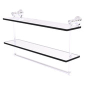  Carolina Crystal Collection 22'' Double Glass Shelf with Towel Bar in Polished Chrome, 22'' W x 5-9/16'' D x 9-1/2'' H