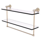  Carolina Crystal Collection 22'' Double Glass Shelf with Towel Bar in Antique Pewter, 22'' W x 5-9/16'' D x 9-1/2'' H