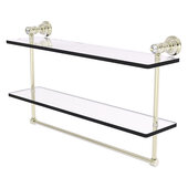  Carolina Crystal Collection 22'' Double Glass Shelf with Towel Bar in Polished Nickel, 22'' W x 5-9/16'' D x 9-1/2'' H