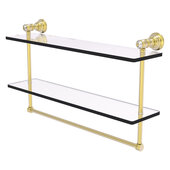  Carolina Crystal Collection 22'' Double Glass Shelf with Towel Bar in Satin Brass, 22'' W x 5-9/16'' D x 9-1/2'' H