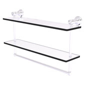  Carolina Crystal Collection 22'' Double Glass Shelf with Towel Bar in Satin Chrome, 22'' W x 5-9/16'' D x 9-1/2'' H