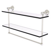  Carolina Crystal Collection 22'' Double Glass Shelf with Towel Bar in Satin Nickel, 22'' W x 5-9/16'' D x 9-1/2'' H