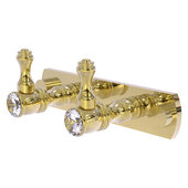  Carolina Crystal Collection 2-Position Multi Hook in Unlacquered Brass, 5-1/2'' W x 2-3/8'' D x 2-1/8'' H