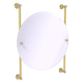  Carolina Crystal Collection Round Frameless Rail Mounted Mirror in Unlacquered Brass, 22'' Diameter x 4-3/8'' D x 27-11/16'' H