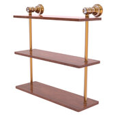  Carolina Crystal Collection 16'' Triple Wood Shelf in Brushed Bronze, 16'' W x 5-9/16'' D x 16'' H