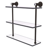  Carolina Crystal Collection 16'' Triple Glass Shelf in Oil Rubbed Bronze, 16'' W x 5-9/16'' D x 16'' H