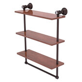  Carolina Crystal Collection 22'' Triple Wood Shelf with Towel Bar in Antique Bronze, 16'' W x 5-9/16'' D x 19-11/16'' H