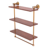  Carolina Crystal Collection 22'' Triple Wood Shelf with Towel Bar in Brushed Bronze, 16'' W x 5-9/16'' D x 19-11/16'' H