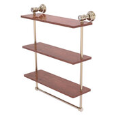  Carolina Crystal Collection 22'' Triple Wood Shelf with Towel Bar in Antique Pewter, 16'' W x 5-9/16'' D x 19-11/16'' H
