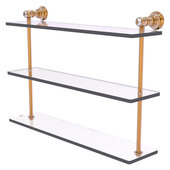 Carolina Crystal Collection 22'' Triple Glass Shelf in Brushed Bronze, 22'' W x 5-9/16'' D x 16'' H