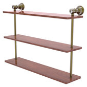  Carolina Crystal Collection 22'' Triple Wood Shelf in Antique Brass, 22'' W x 5-9/16'' D x 16'' H