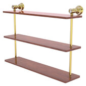  Carolina Crystal Collection 22'' Triple Wood Shelf in Unlacquered Brass, 22'' W x 5-9/16'' D x 16'' H