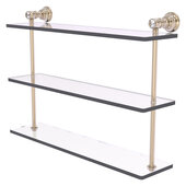  Carolina Crystal Collection 22'' Triple Glass Shelf in Antique Pewter, 22'' W x 5-9/16'' D x 16'' H