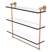  Carolina Crystal Collection 22'' Triple Glass Shelf with Towel Bar in Brushed Bronze, 22'' W x 5-9/16'' D x 19-11/16'' H