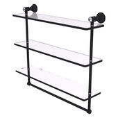  Carolina Crystal Collection 22'' Triple Glass Shelf with Towel Bar in Matte Black, 22'' W x 5-9/16'' D x 19-11/16'' H