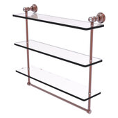  Carolina Crystal Collection 22'' Triple Glass Shelf with Towel Bar in Antique Copper, 22'' W x 5-9/16'' D x 19-11/16'' H