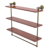  Carolina Crystal Collection 22'' Triple Wood Shelf with Towel Bar in Antique Brass, 22'' W x 5-9/16'' D x 19-11/16'' H