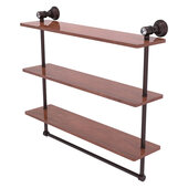  Carolina Crystal Collection 22'' Triple Wood Shelf with Towel Bar in Antique Bronze, 22'' W x 5-9/16'' D x 19-11/16'' H
