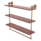 Carolina Crystal Collection 22'' Triple Wood Shelf with Towel Bar in Brushed Bronze, 22'' W x 5-9/16'' D x 19-11/16'' H