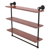  Carolina Crystal Collection 22'' Triple Wood Shelf with Towel Bar in Oil Rubbed Bronze, 22'' W x 5-9/16'' D x 19-11/16'' H