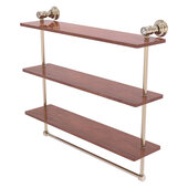  Carolina Crystal Collection 22'' Triple Wood Shelf with Towel Bar in Antique Pewter, 22'' W x 5-9/16'' D x 19-11/16'' H