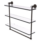  Carolina Crystal Collection 22'' Triple Glass Shelf with Towel Bar in Oil Rubbed Bronze, 22'' W x 5-9/16'' D x 19-11/16'' H