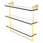  Carolina Crystal Collection 22'' Triple Glass Shelf with Towel Bar in Polished Brass, 22'' W x 5-9/16'' D x 19-11/16'' H