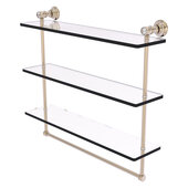  Carolina Crystal Collection 22'' Triple Glass Shelf with Towel Bar in Antique Pewter, 22'' W x 5-9/16'' D x 19-11/16'' H