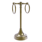  Carolina Crystal Collection 2-Ring Guest Towel Stand in Antique Brass, 5-1/2'' W x 5-1/2'' D x 14'' H
