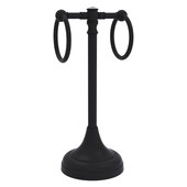  Carolina Crystal Collection 2-Ring Guest Towel Stand in Matte Black, 5-1/2'' W x 5-1/2'' D x 14'' H