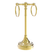  Carolina Crystal Collection 2-Ring Guest Towel Stand in Unlacquered Brass, 5-1/2'' W x 5-1/2'' D x 14'' H