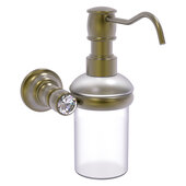  Carolina Crystal Collection Wall Mounted Soap Dispenser in Antique Brass, 4-5/16'' W x 7'' D x 7-5/16'' H