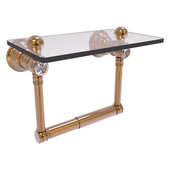  Carolina Crystal Collection 2-Post Toilet Paper Holder with Glass Shelf in Brushed Bronze, 6-1/2'' W x 7'' D x 4'' H