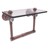  Carolina Crystal Collection 2-Post Toilet Paper Holder with Glass Shelf in Antique Copper, 6-1/2'' W x 7'' D x 4'' H